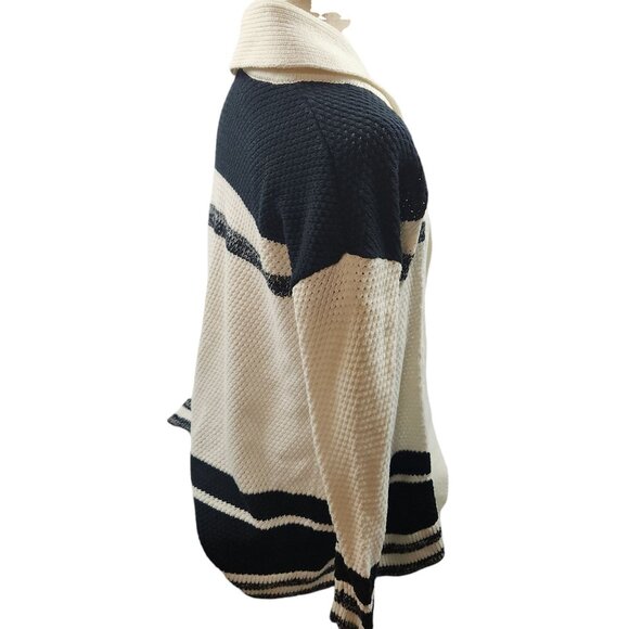 Lea & Viola Womens Striped Open Front Cardigan Size XL Black & White - Picture 6 of 10